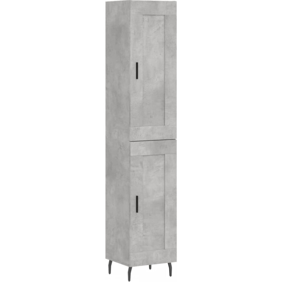vidaXL - Hoge - kast - 34,5x34x180 - cm - bewerkt - hout - betongrijs afbeelding 1