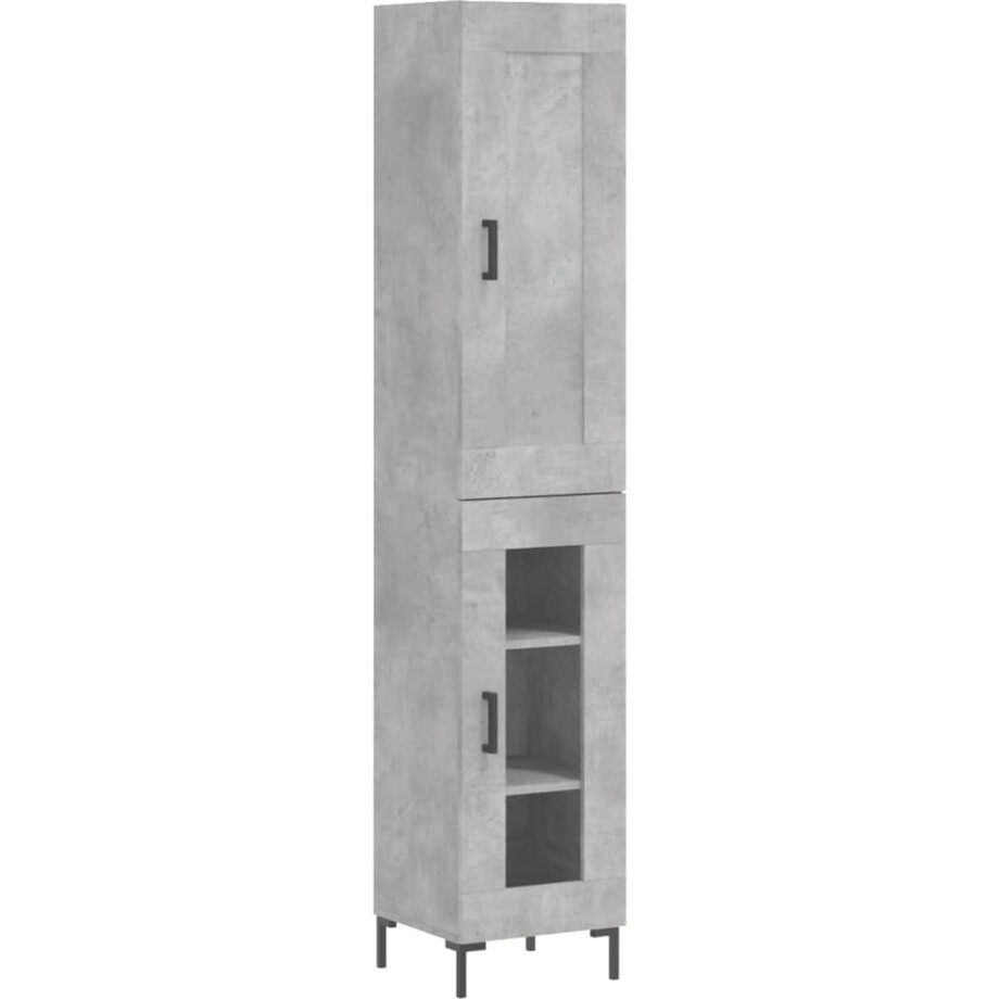 vidaXL - Hoge - kast - 34,5x34x180 - cm - bewerkt - hout - betongrijs vidaXL - Hoge - kast - 34,5x34x180 - cm - bewerkt - hout - betongrijs afbeelding 1