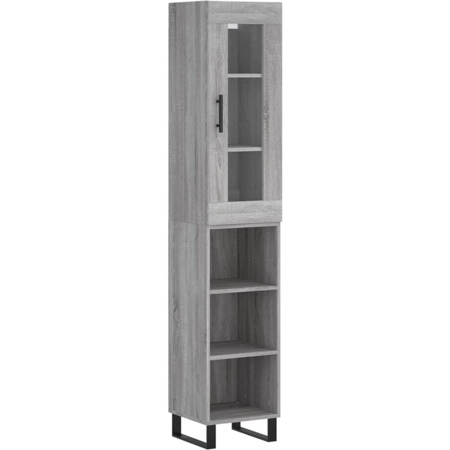 vidaXL - Hoge - kast - 34,5x34x180 - cm - bewerkt - hout - grijs - sonoma - eikenkleurig vidaXL - Hoge - kast - 34,5x34x180 - cm - bewerkt - hout - grijs - sonoma - eikenkleurig afbeelding 1