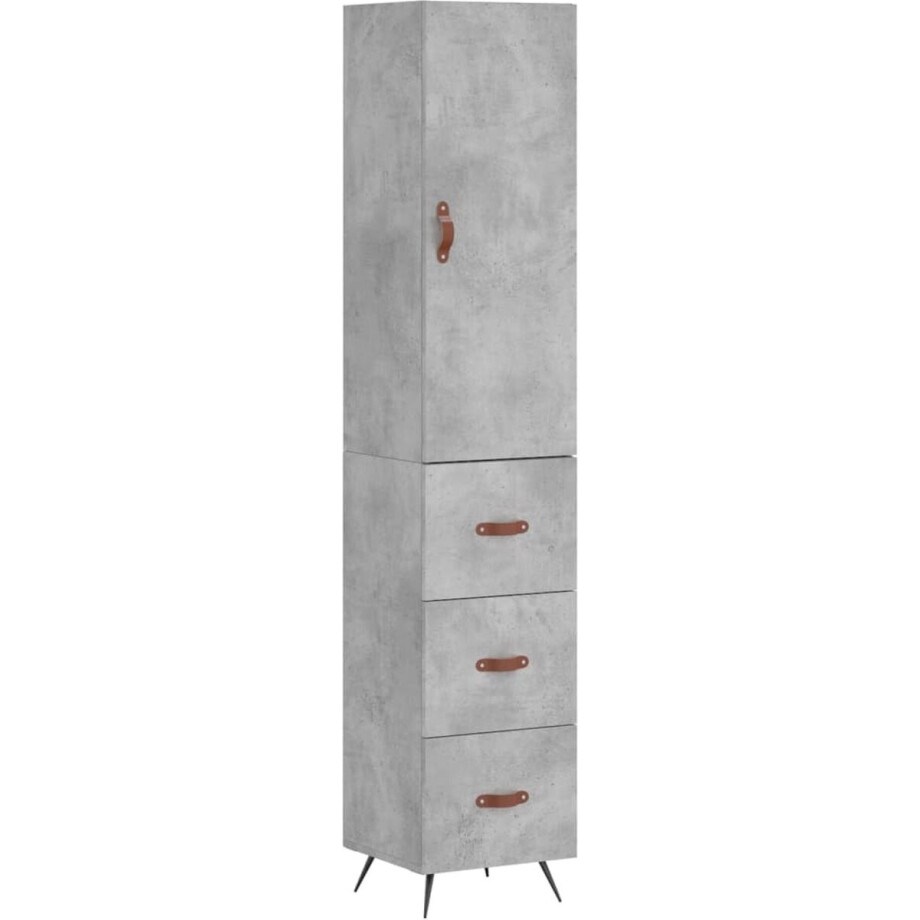 vidaXL - Hoge - kast - 34,5x34x180 - cm - bewerkt - hout - betongrijs afbeelding 1