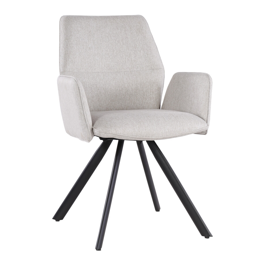 Livingfurn Draaibare Eetkamerstoel 'Diana' kleur Beige Livingfurn Draaibare Eetkamerstoel 'Diana' kleur Beige afbeelding 1