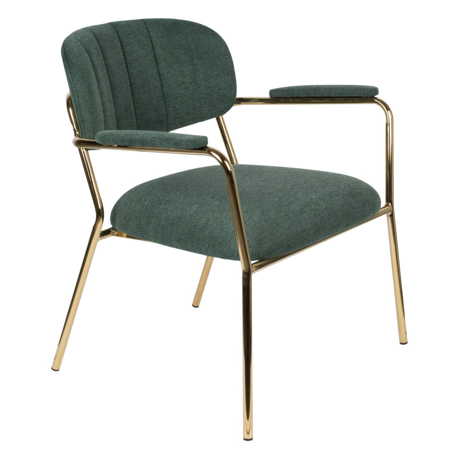 ZILT Fauteuil 'Kolten' met armleuning, kleur Goud/Donkergroen afbeelding 1