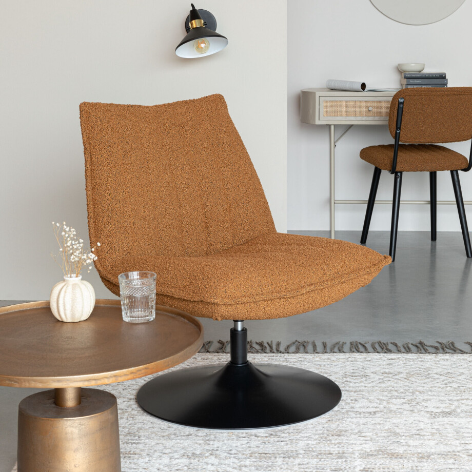 ZILT Fauteuil 'Kemper' Bouclé, kleur Okergeel afbeelding 1