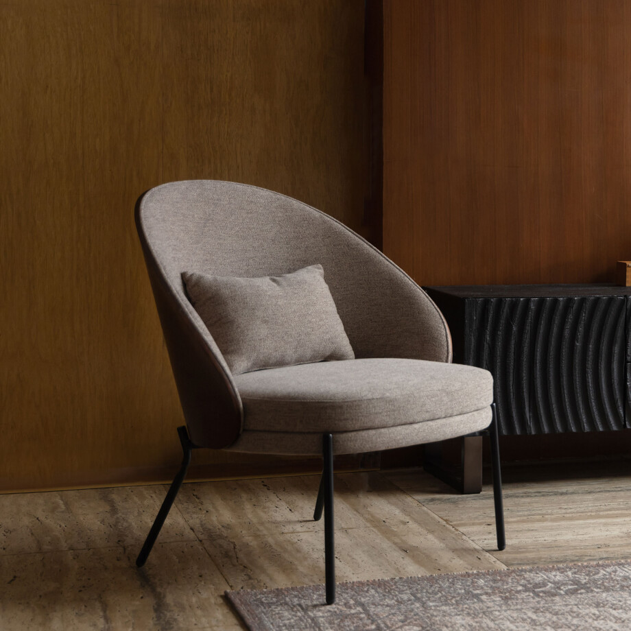 Dutchbone Fauteuil 'Rodin' Essenhout en stof afbeelding 