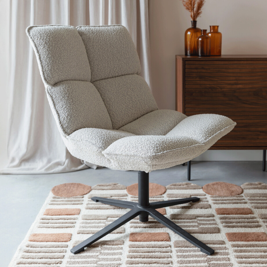 ZILT Draaifauteuil 'Cherly' Bouclé, kleur Beige afbeelding 1