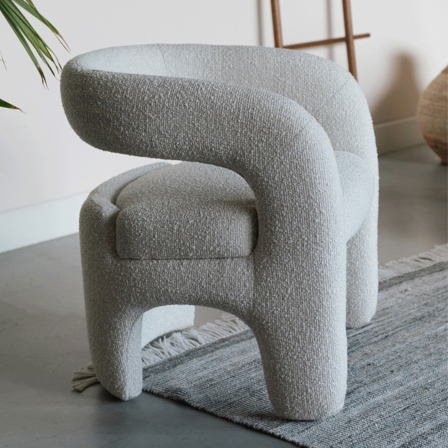 ZILT Fauteuil 'Genia' Bouclé, kleur Off White afbeelding 1