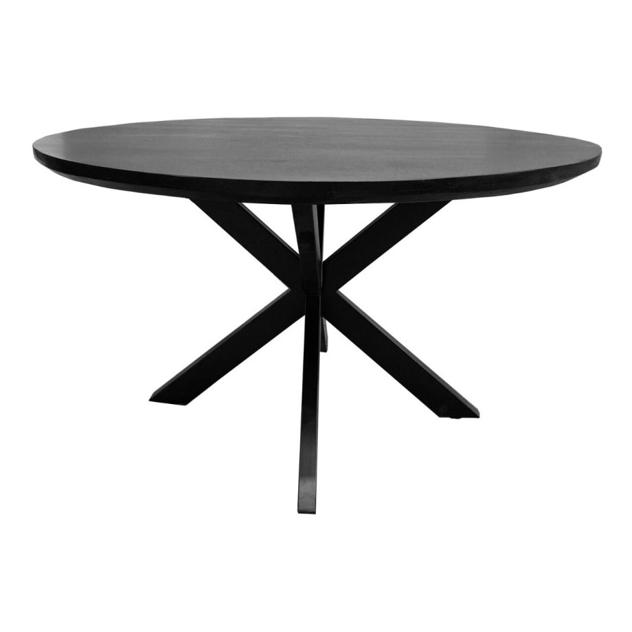 Livingfurn Ronde Eettafel 'Jesper' Mangohout, 120cm, kleur Zwart afbeelding 