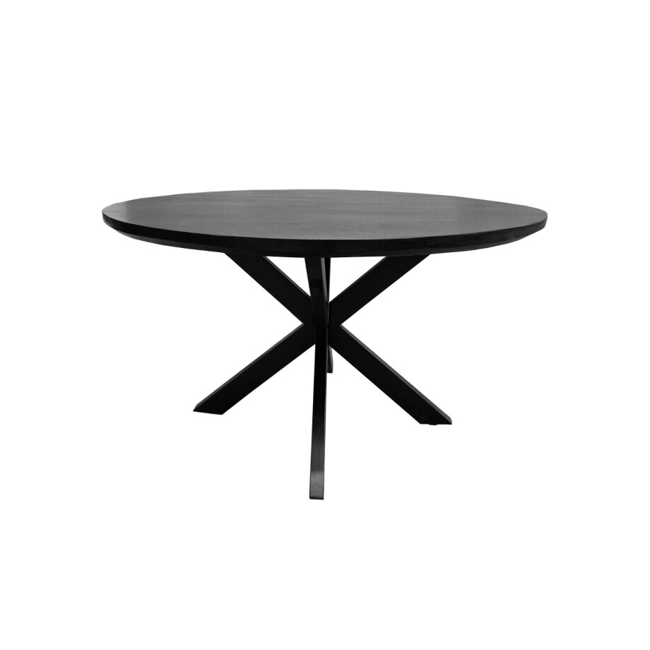 Livingfurn Ronde Eettafel 'Jesper' Mangohout, 130cm, kleur Zwart afbeelding 