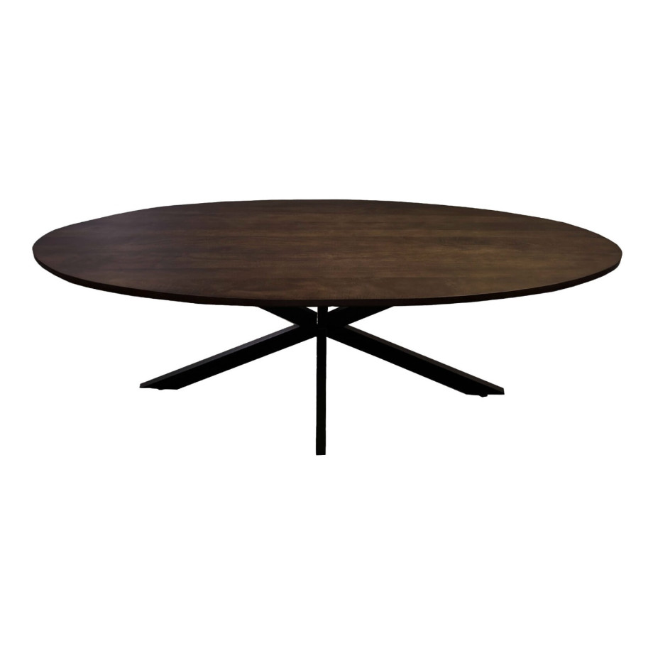 Livingfurn Ovale Eettafel 'Lifestyle' Mangohout, 210 x 110cm, kleur Donkerbruin afbeelding 