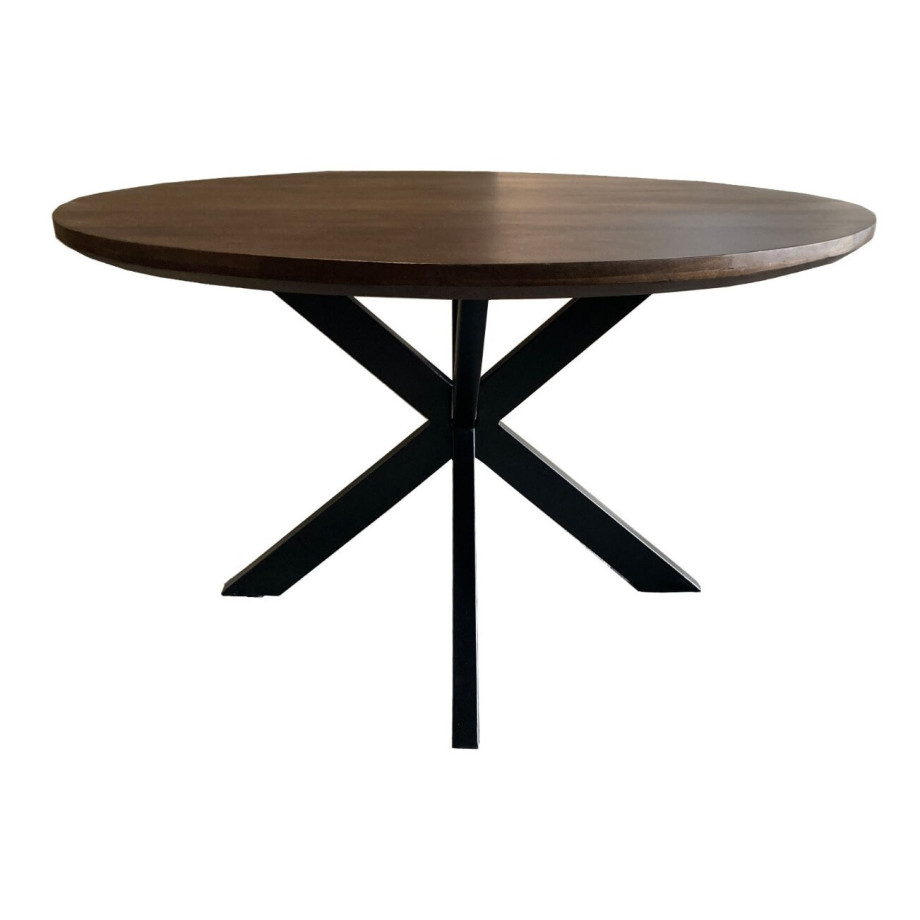 Livingfurn Ronde Eettafel 'Jesper' Mangohout, 120cm, kleur Donkerbruin afbeelding 