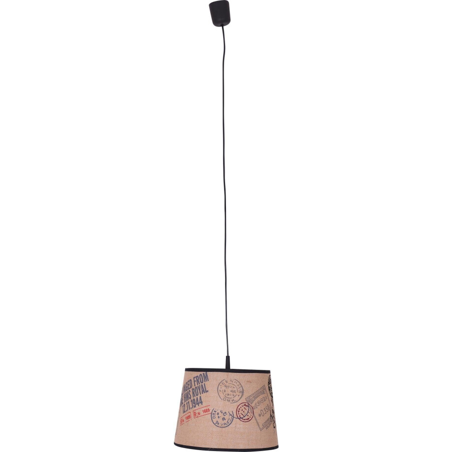 näve Hanglamp Print E27 max. 60 W, kunststof/textiel, kleur: bruin + rood/zwarte motieven (1 stuk) afbeelding 1