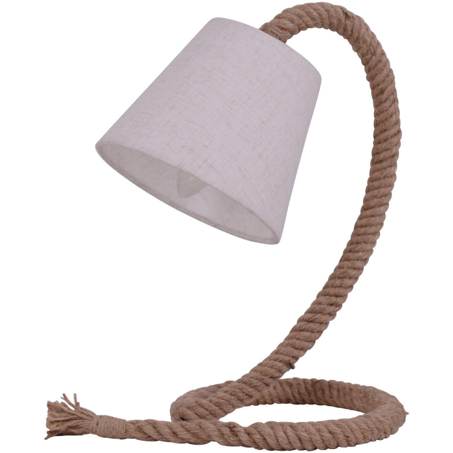 näve Tafellamp Rope Excl. 1x E14 max. 40 W,voet: jutetouw ecru,kleur scherm: wit afbeelding 1