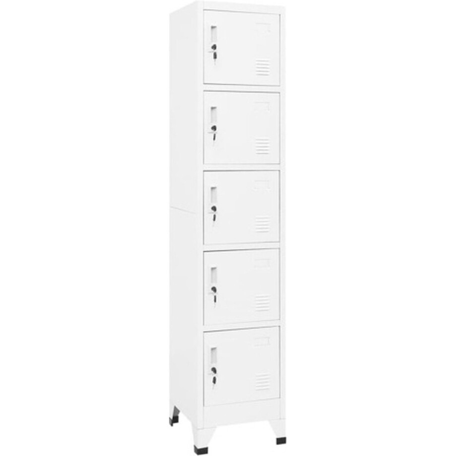 vidaXL - Lockerkast - 38x40x180 - cm - staal - wit vidaXL - Lockerkast - 38x40x180 - cm - staal - wit afbeelding 1