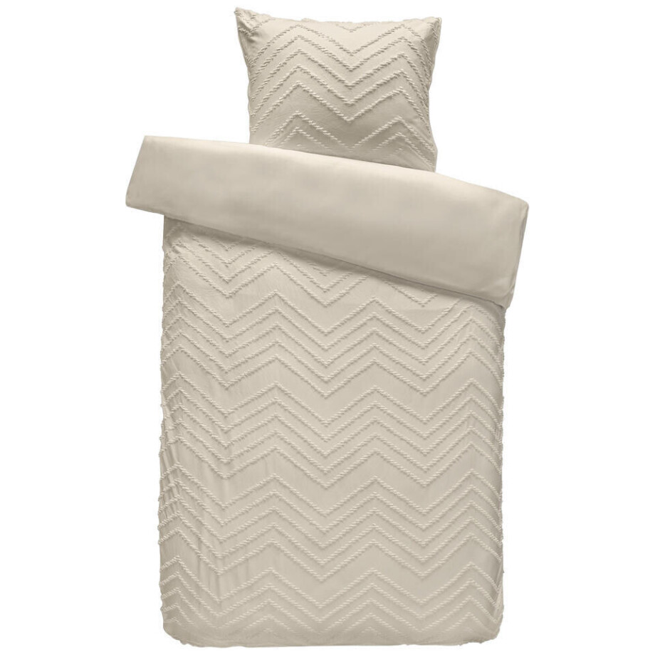 Leen Bakker - Dekbedovertrek Juliette Tufted - Zand - 140x220 Cm - Microvezel - Beige afbeelding 1