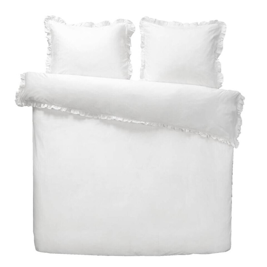 2e Halve Prijs Leen Bakker - Dekbedovertrek Cato Effen - 200x200/220 Cm - Katoen - Wit 2e Halve Prijs Leen Bakker - Dekbedovertrek Cato Effen - 200x200/220 Cm - Katoen - Wit afbeelding 1