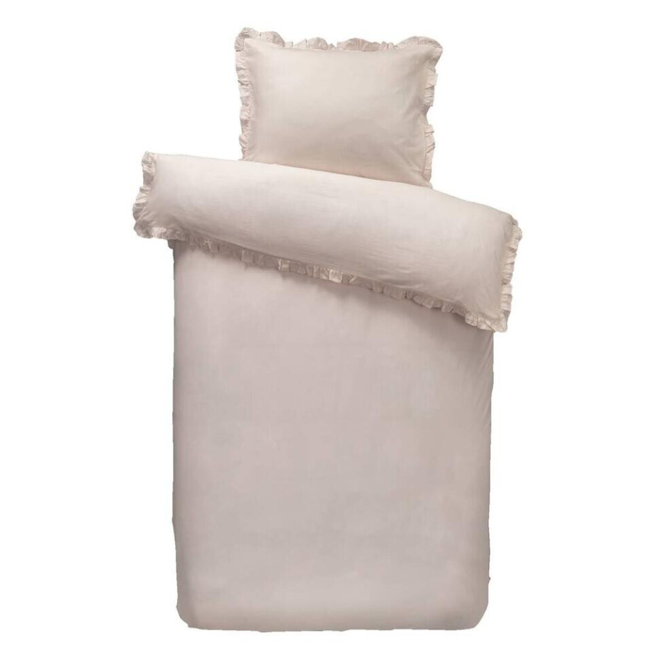 2e Halve Prijs Leen Bakker - Dekbedovertrek Cato Effen - 140x200/220 Cm - Katoen - Roze afbeelding 1