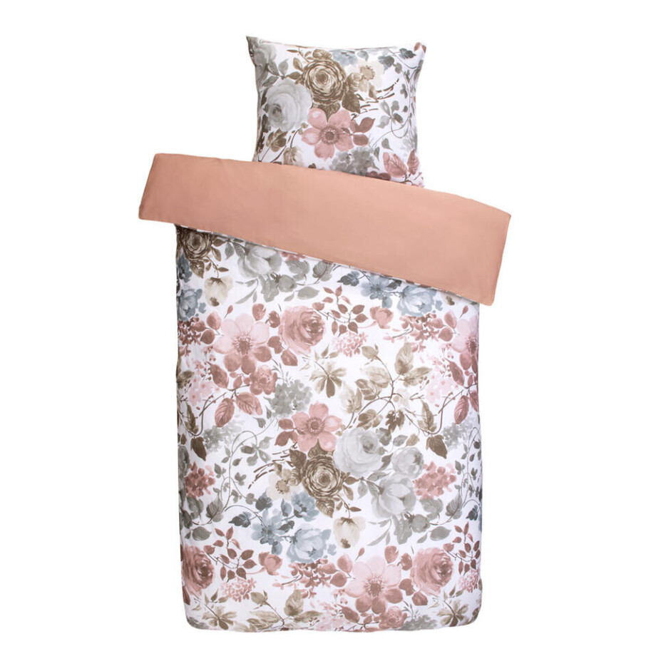 2e Halve Prijs Leen Bakker - Dekbedovertrek Nova Bloemen - Wit/roze - 140x200/220 Cm - Katoen Satijn - Roze#Wit 2e Halve Prijs Leen Bakker - Dekbedovertrek Nova Bloemen - Wit/roze - 140x200/220 Cm - Katoen Satijn - Roze#Wit afbeelding 1