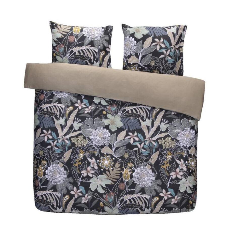 2e Halve Prijs Leen Bakker - Dekbedovertrek Esmee - Antraciet - 200x200/220 Cm - Katoen Satijn - Grijs 2e Halve Prijs Leen Bakker - Dekbedovertrek Esmee - Antraciet - 200x200/220 Cm - Katoen Satijn - Grijs afbeelding 1