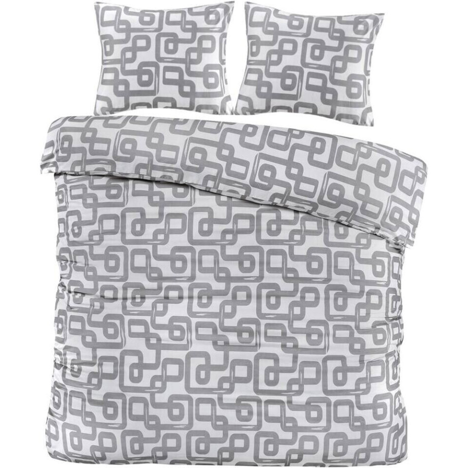 2e Halve Prijs Leen Bakker - Dekbedovertrek Malaga - 200x220 Cm - Polyester - Grijs 2e Halve Prijs Leen Bakker - Dekbedovertrek Malaga - 200x220 Cm - Polyester - Grijs afbeelding 1