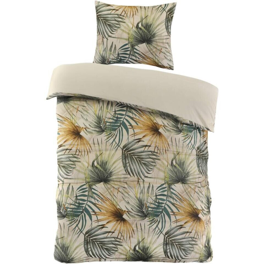 2e Halve Prijs Leen Bakker - Dekbedovertrek Fenna - Zand/groen 140x220 Cm - Polyester - Beige 2e Halve Prijs Leen Bakker - Dekbedovertrek Fenna - Zand/groen 140x220 Cm - Polyester - Beige afbeelding 1