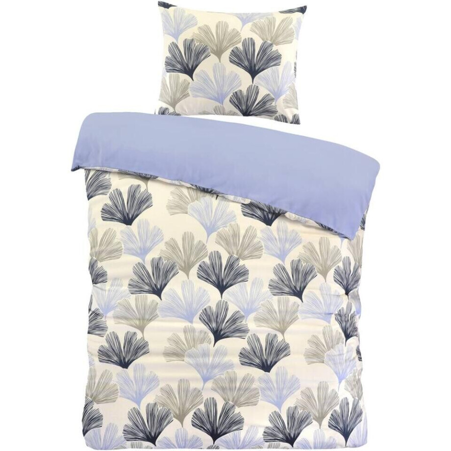 2e Halve Prijs Leen Bakker - Dekbedovertrek Boaz - Wit/blauw - 140x220 Cm - Polyester - Wit#Blauw afbeelding 1