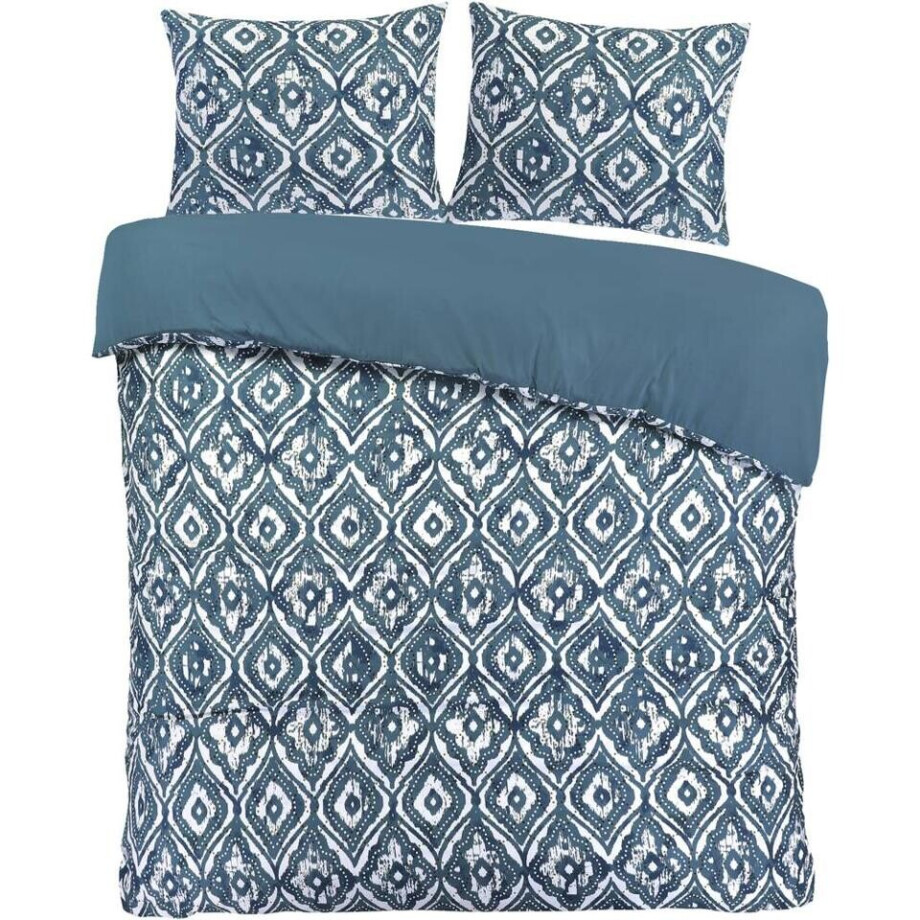 2e Halve Prijs Leen Bakker - Dekbedovertrek Fez - 200x220 Cm - Polyester - Blauw 2e Halve Prijs Leen Bakker - Dekbedovertrek Fez - 200x220 Cm - Polyester - Blauw afbeelding 1