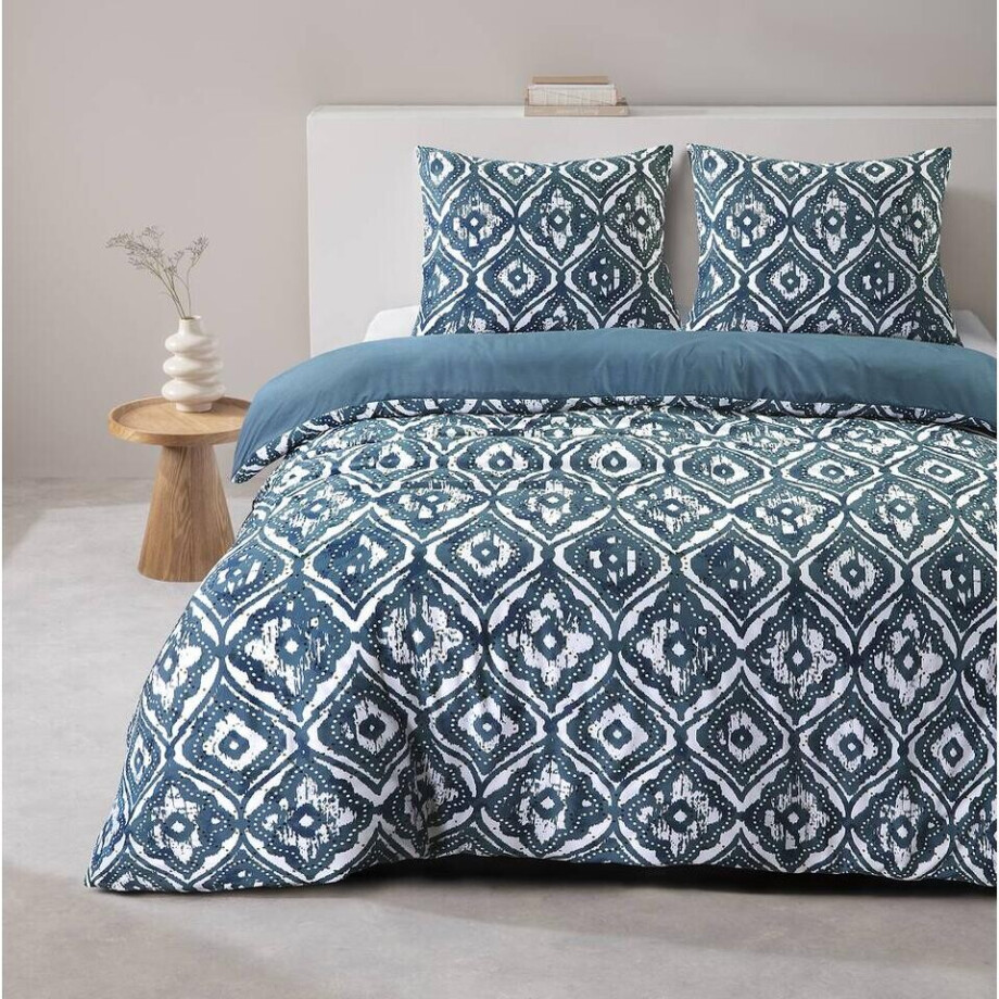 2e Halve Prijs Leen Bakker - Dekbedovertrek Fez - 240x220 Cm - Polyester - Blauw 2e Halve Prijs Leen Bakker - Dekbedovertrek Fez - 240x220 Cm - Polyester - Blauw afbeelding 1