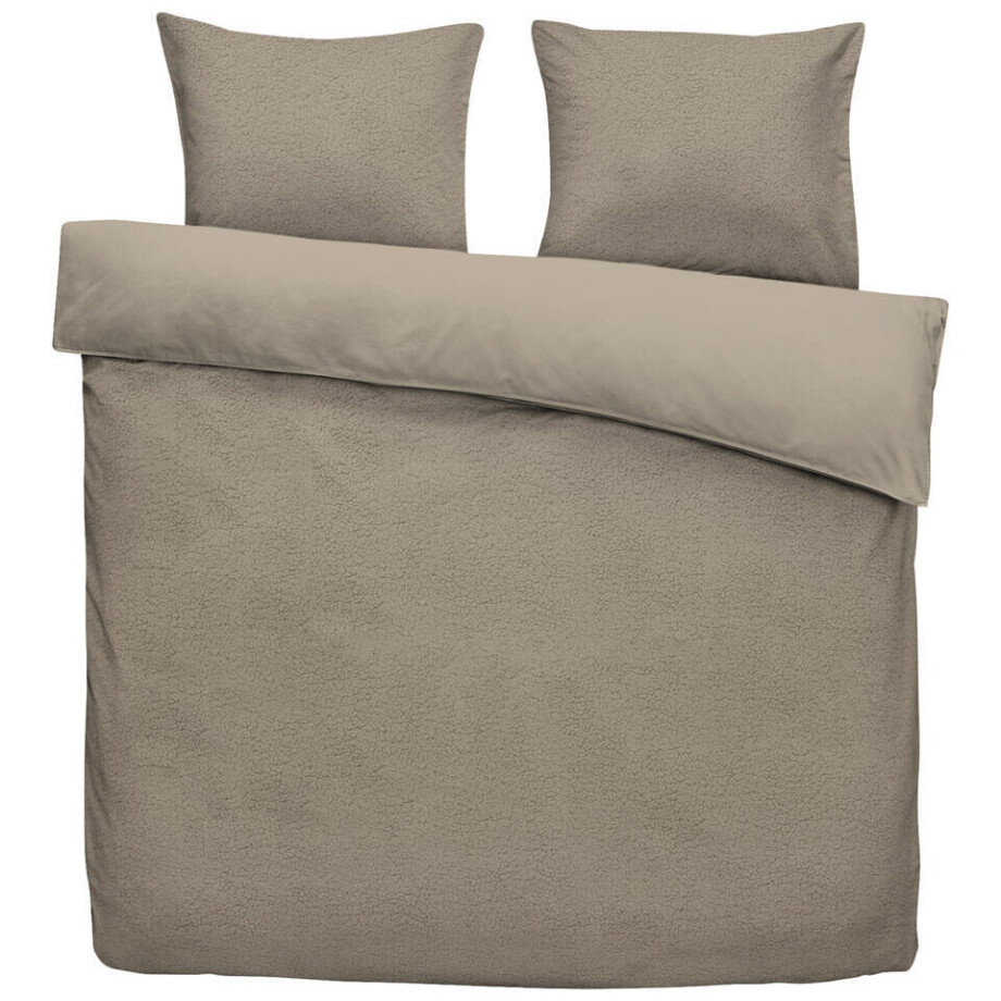 2e Halve Prijs Leen Bakker - Dekbedovertrek Teddy Favorite Fuzzle - 240x220 Cm - Polyester/Teddy - Bruin afbeelding 1