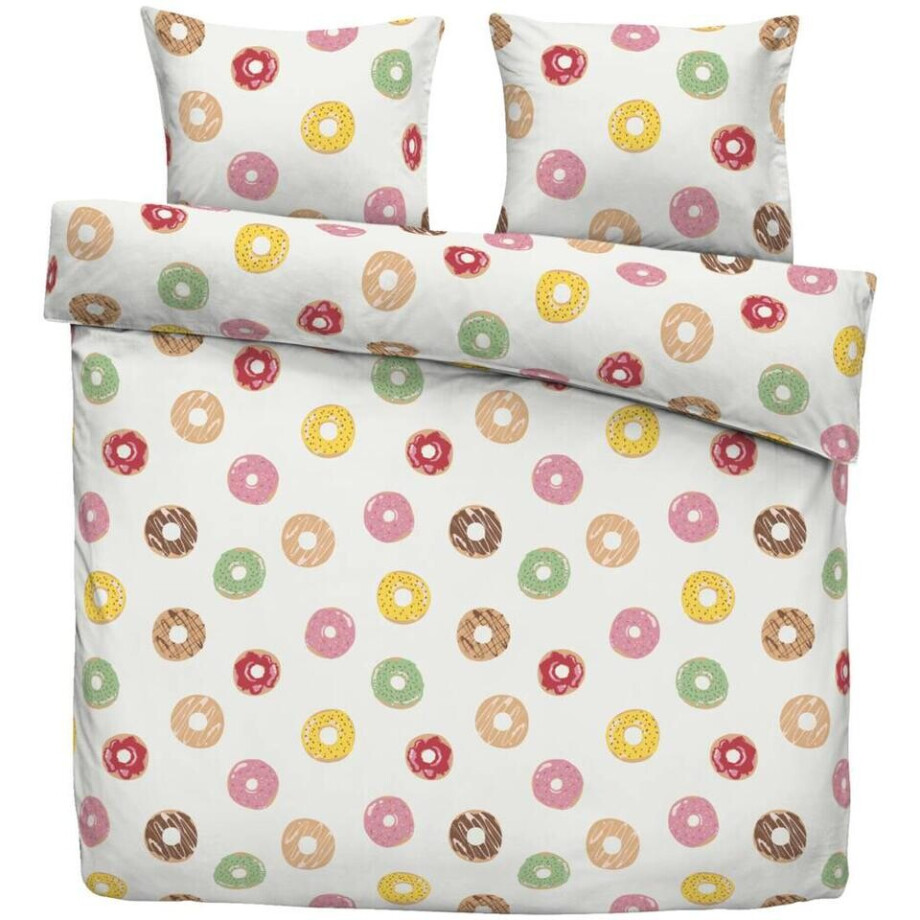 2e Halve Prijs Leen Bakker - Dekbedovertrek Hailey - Wit/roze - 200x200 Cm - Polyester - Wit#Roze afbeelding 1