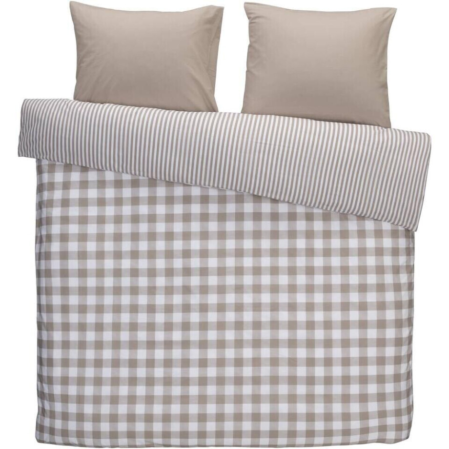 2e Halve Prijs Leen Bakker - Dekbedovertrek Oxford - 240x200/220 Cm - Katoen - Taupe afbeelding 1