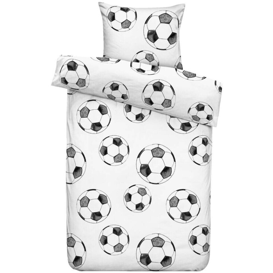 2e Halve Prijs Leen Bakker - Dekbedovertrek Frenkie - Wit/zwart - 140x200 Cm - Polyester - Wit#Zwart afbeelding 1