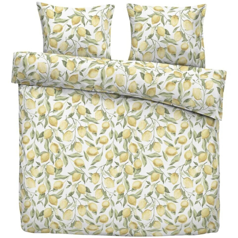 2e Halve Prijs Leen Bakker - Dekbedovertrek Limone - Wit/geel - 240x220 Cm - Polyester - Geel#Wit 2e Halve Prijs Leen Bakker - Dekbedovertrek Limone - Wit/geel - 240x220 Cm - Polyester - Geel#Wit afbeelding 1