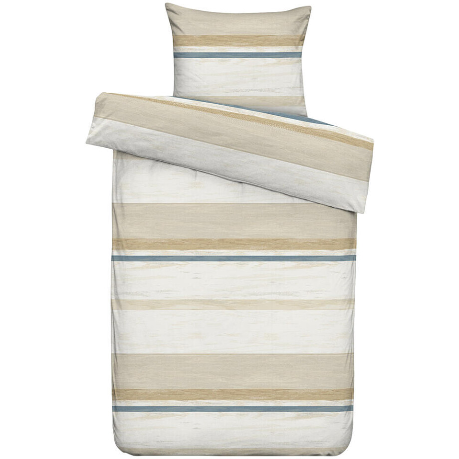 Leen Bakker - Dekbedovertrek Leo - /blauw - 140x200/220 Cm - Katoen - Beige Leen Bakker - Dekbedovertrek Leo - /blauw - 140x200/220 Cm - Katoen - Beige afbeelding 1