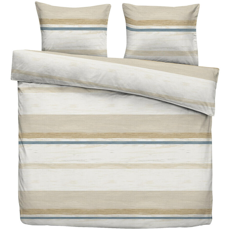 Leen Bakker - Dekbedovertrek Leo - /blauw - 240x200/220 Cm - Katoen - Beige afbeelding 1