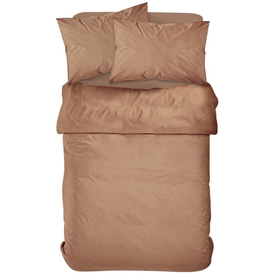 Leen Bakker - Dekbedovertrek Jan - 240x200/220 Cm - Katoen - Bruin Leen Bakker - Dekbedovertrek Jan - 240x200/220 Cm - Katoen - Bruin afbeelding 1