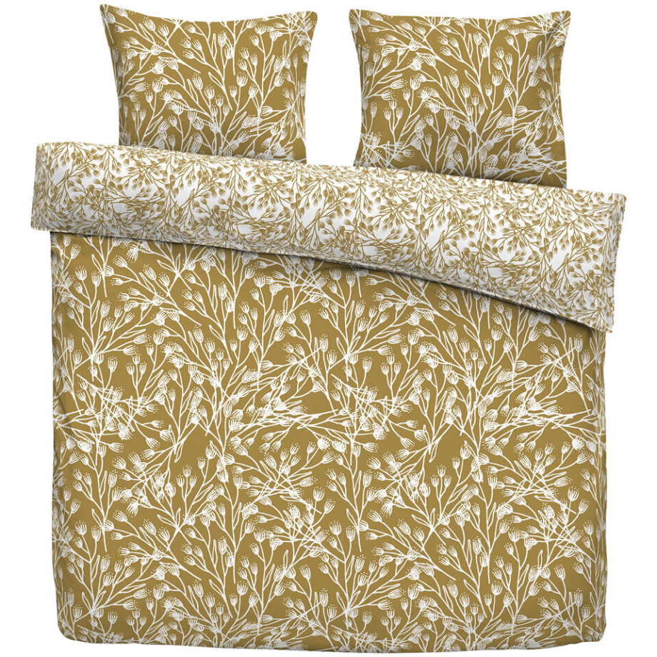 Leen Bakker - Dekbedovertrek Aila - Oker/wit - 240x200/220 Cm - Katoen - Wit#Geel afbeelding 1