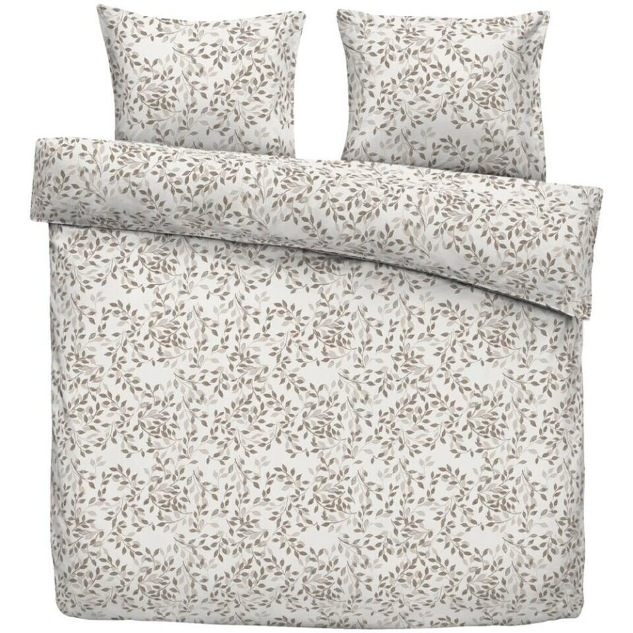 Leen Bakker - Dekbedovertrek Aline - Wit/taupe - 240x200/220 Cm - Katoen - Taupe#Wit Leen Bakker - Dekbedovertrek Aline - Wit/taupe - 240x200/220 Cm - Katoen - Taupe#Wit afbeelding 1