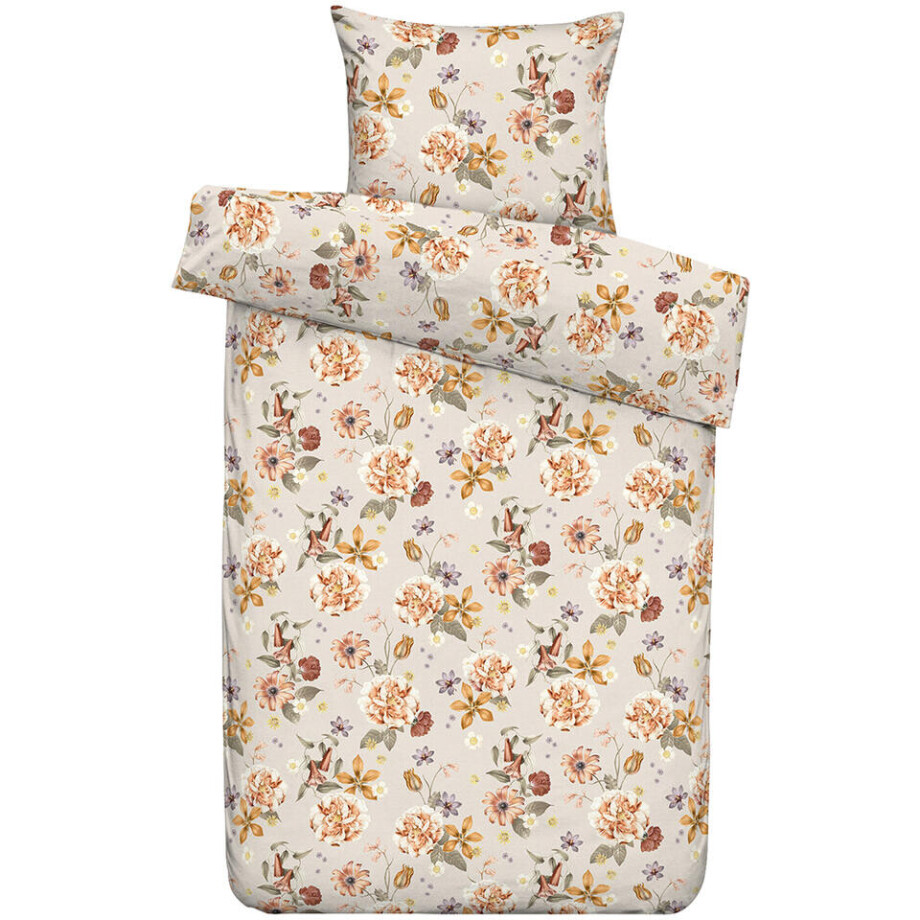 Leen Bakker - Dekbedovertrek Alora - Zand/oker - 140x200/220 Cm - Katoen - Beige#Roze Leen Bakker - Dekbedovertrek Alora - Zand/oker - 140x200/220 Cm - Katoen - Beige#Roze afbeelding 1
