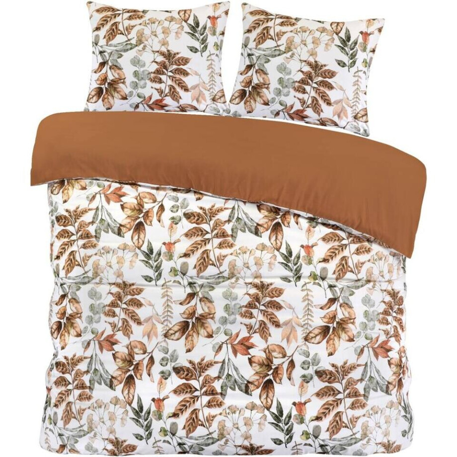 2e Halve Prijs Leen Bakker - Dekbedovertrek Celina - Wit/terra - 240x220 Cm - Microvezel - Wit#Rood afbeelding 1