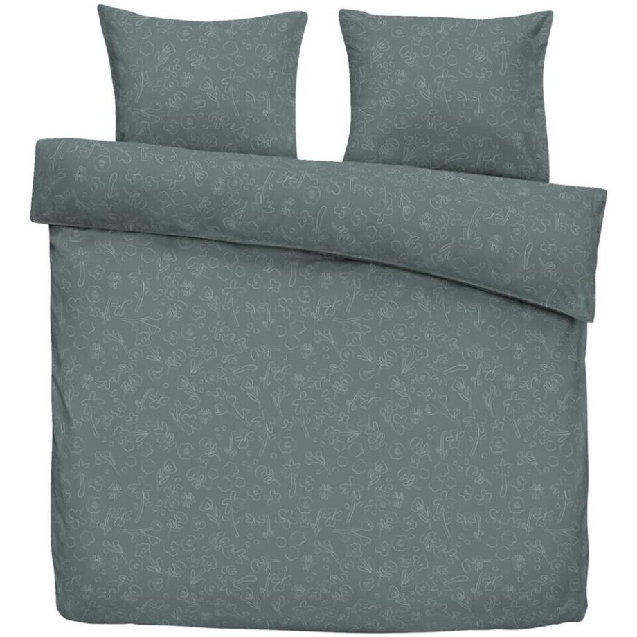 2e Halve Prijs Leen Bakker - Dekbedovertrek Vedor - Grijs/blauw - 200x220 Cm - Katoen/Polyester - Blauw#Grijs afbeelding 1
