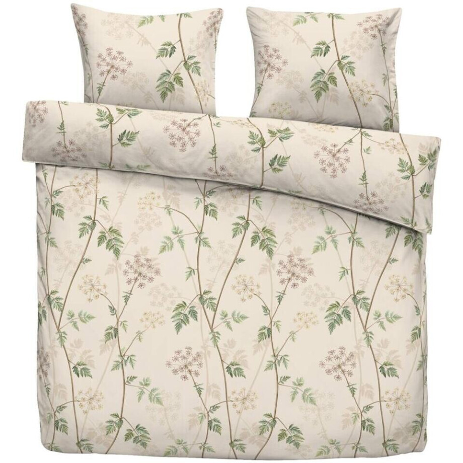 2e Halve Prijs Leen Bakker - Dekbedovertrek Vera - Beige/groen - 240x220 Cm - Katoen/Polyester - Beige#Groen afbeelding 1