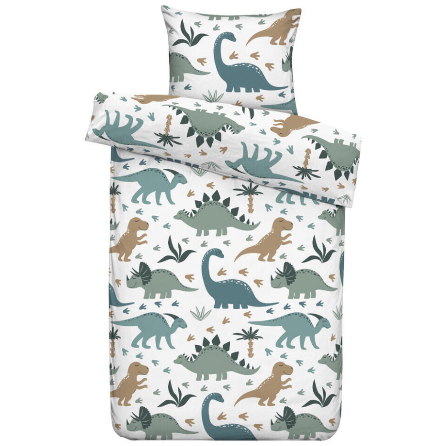 2e Halve Prijs Leen Bakker - Dekbedovertrek Luut - Wit/ - 140x200/220 Cm - Polyester - Groen 2e Halve Prijs Leen Bakker - Dekbedovertrek Luut - Wit/ - 140x200/220 Cm - Polyester - Groen afbeelding 1