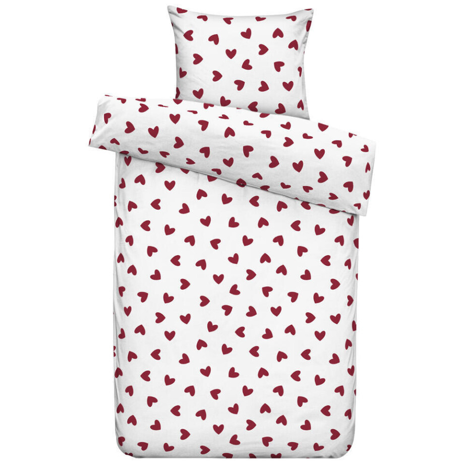 2e Halve Prijs Leen Bakker - Dekbedovertrek Wies - Wit/rood - 140x200/220 Cm - Katoen - Rood#Wit 2e Halve Prijs Leen Bakker - Dekbedovertrek Wies - Wit/rood - 140x200/220 Cm - Katoen - Rood#Wit afbeelding 1