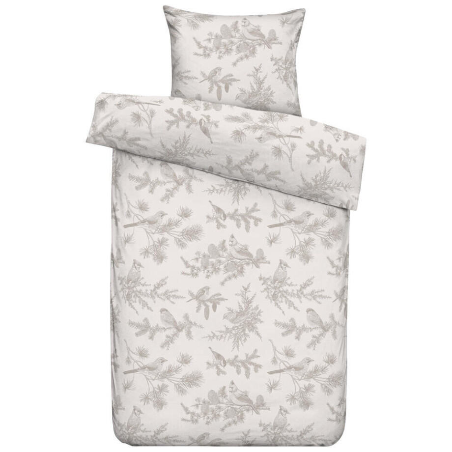 2e Halve Prijs Leen Bakker - Dekbedovertrek Noalyn - Off-white/taupe - 140x200/220 Cm - Polyester/Katoen - Taupe#Crème afbeelding 1