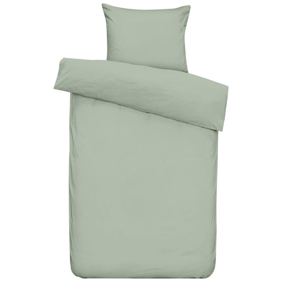 Leen Bakker - Dekbedovertrek Luka - 140x200/220 Cm - Katoen - Groen Leen Bakker - Dekbedovertrek Luka - 140x200/220 Cm - Katoen - Groen afbeelding 1