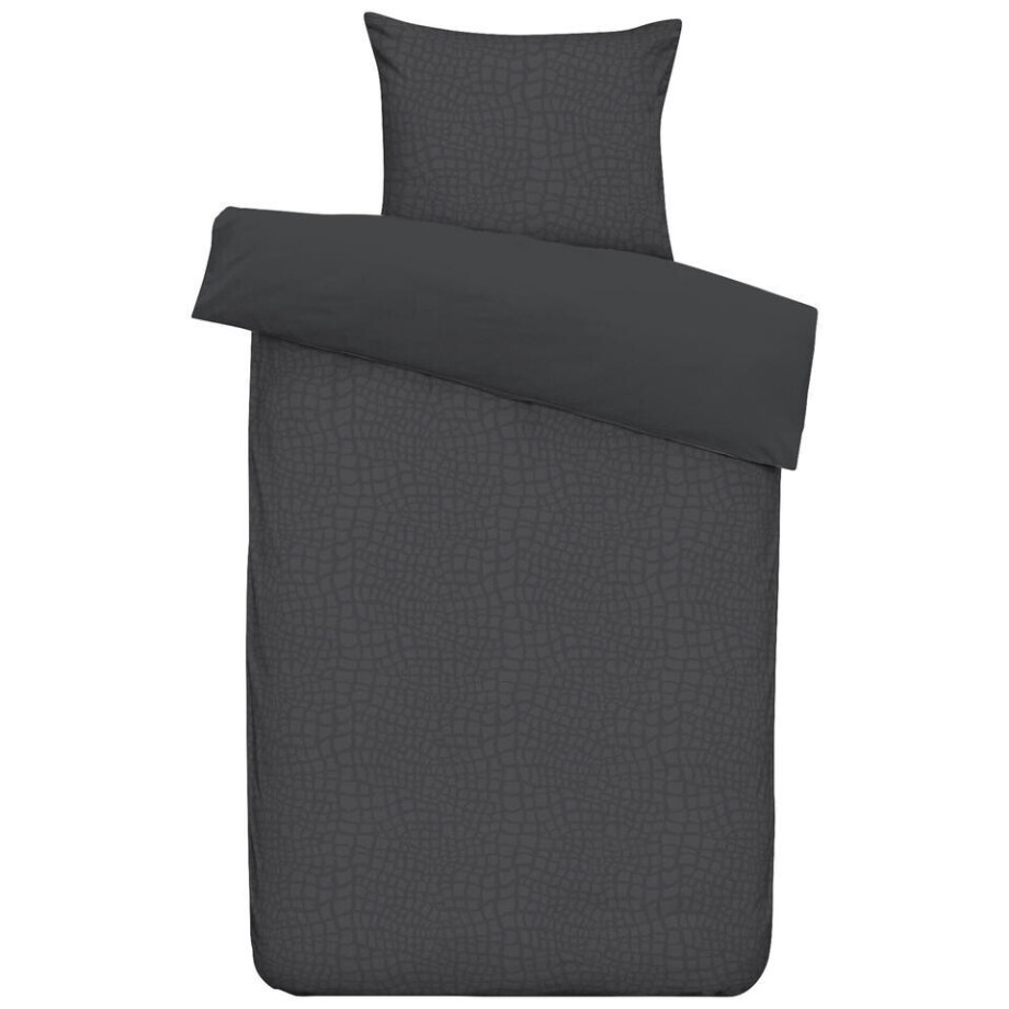 Leen Bakker - Dekbedovertrek Cozy Contour - Antraciet - 140x220 Cm - Polyester - Grijs afbeelding 1