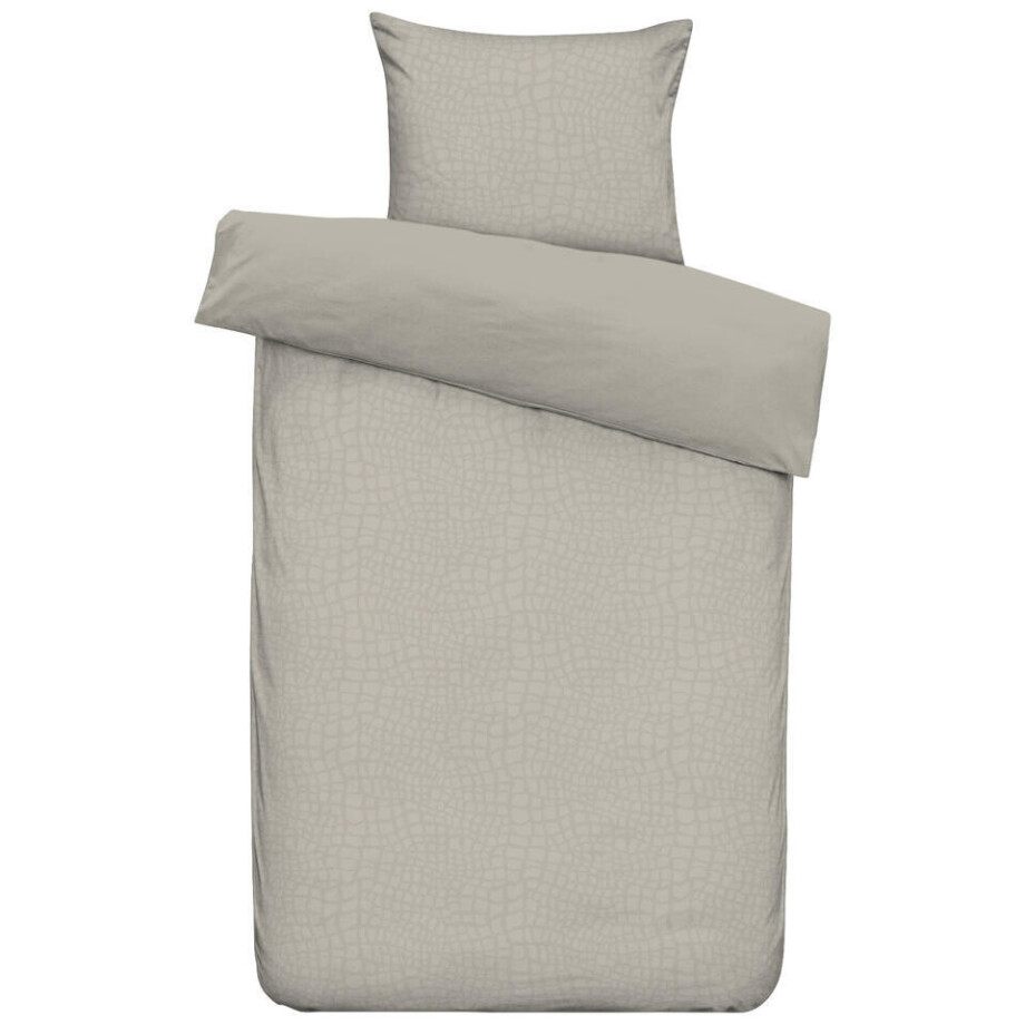 Leen Bakker - Dekbedovertrek Cozy Contour - Zand - 140x220 Cm - Polyester - Grijs#Beige afbeelding 1