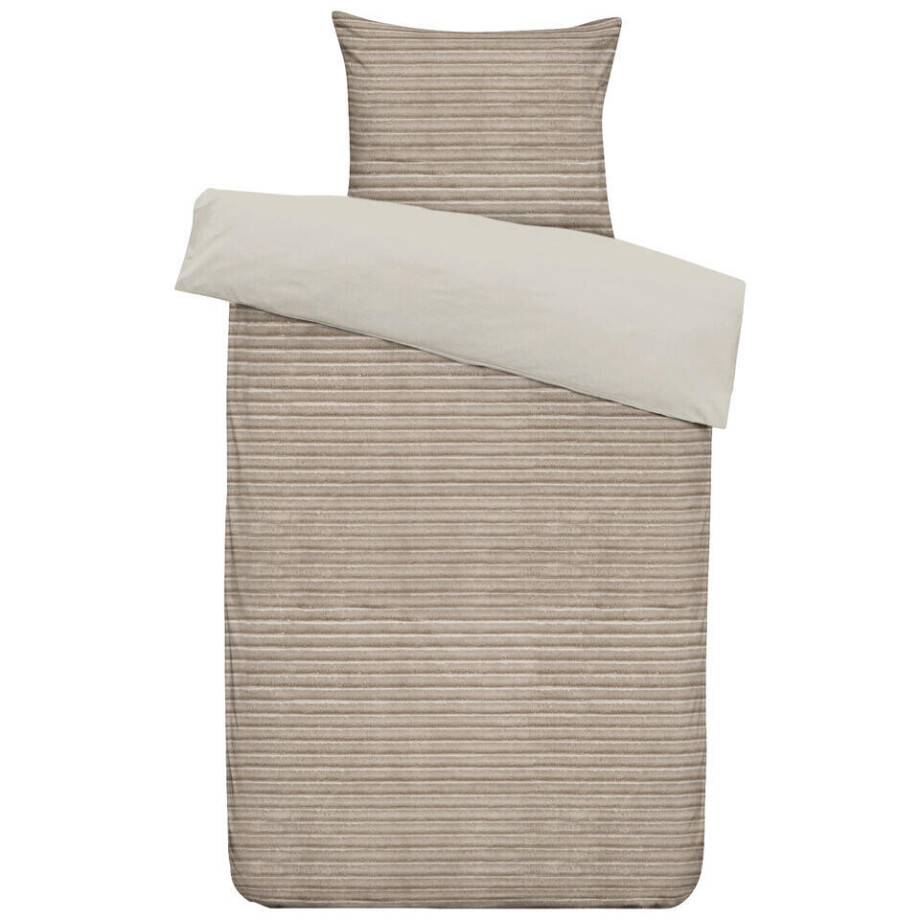 2e Halve Prijs Leen Bakker - Dekbedovertrek Pluch Lines - Zand - 140x220 Cm - Polyester - Beige 2e Halve Prijs Leen Bakker - Dekbedovertrek Pluch Lines - Zand - 140x220 Cm - Polyester - Beige afbeelding 1