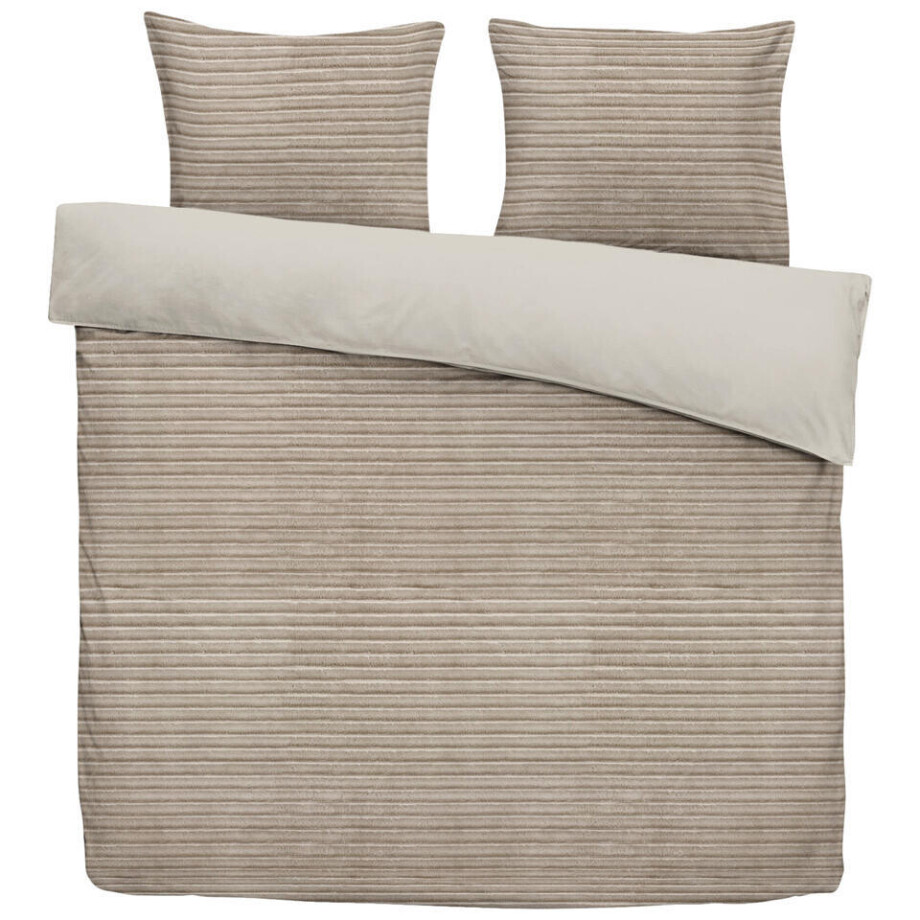 2e Halve Prijs Leen Bakker - Dekbedovertrek Pluch Lines - Zand - 240x220 Cm - Polyester - Beige 2e Halve Prijs Leen Bakker - Dekbedovertrek Pluch Lines - Zand - 240x220 Cm - Polyester - Beige afbeelding 1