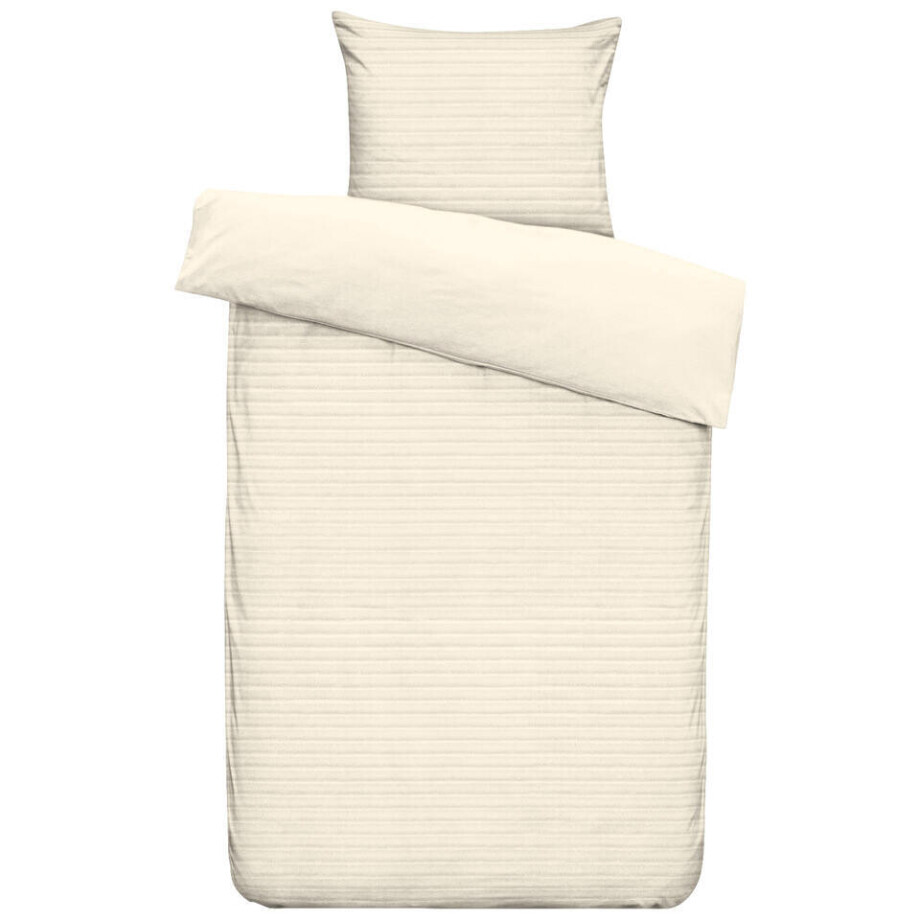 Leen Bakker - Dekbedovertrek Pluch Lines - Off-white - 140x220 Cm - Polyester - Crème Leen Bakker - Dekbedovertrek Pluch Lines - Off-white - 140x220 Cm - Polyester - Crème afbeelding 1